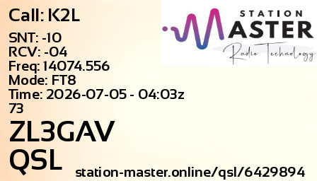 QSL Card for ZL3GAV QSO with K2L