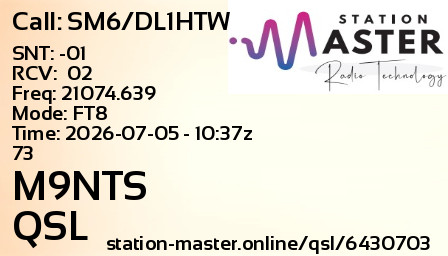 QSL Card for M9NTS QSO with SM6/DL1HTW