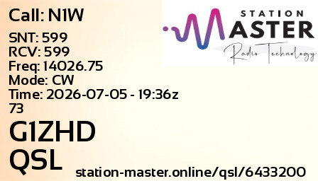 QSL Card for G1ZHD QSO with N1W