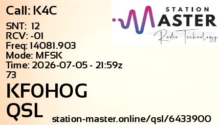 QSL Card for KF0HOG QSO with K4C
