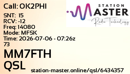 QSL Card for MM7FTH QSO with OK2PHI