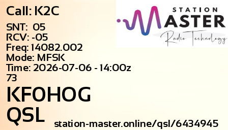 QSL Card for KF0HOG QSO with K2C