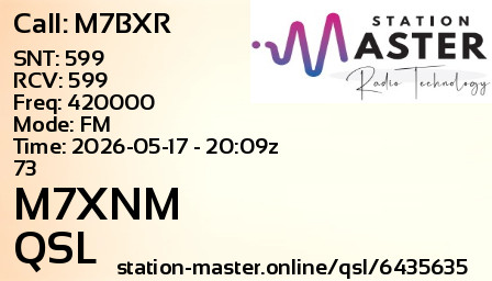 QSL Card for M7XNM QSO with M7BXR
