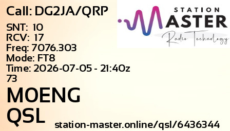 QSL Card for M0ENG QSO with DG2JA/QRP