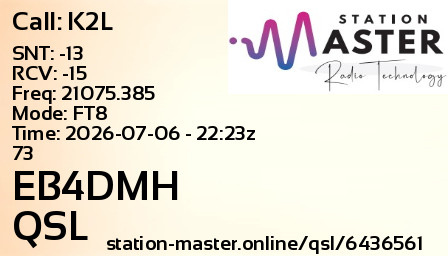 QSL Card for EB4DMH QSO with K2L