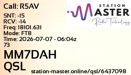 QSL Card for MM7DAH QSO with R5AV