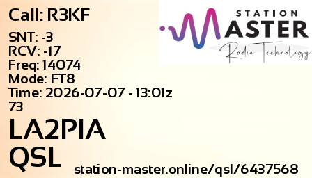 QSL Card for LA2PIA QSO with R3KF