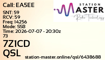 QSL Card for 7Z1CD QSO with EA5EE