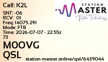 QSL Card for M0OVG QSO with K2L