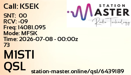 QSL Card for M1STI QSO with K5EK