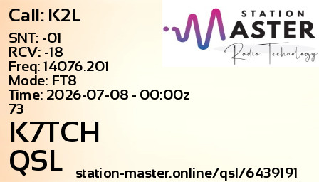 QSL Card for K7TCH QSO with K2L