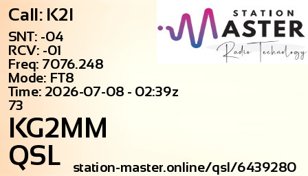 QSL Card for KG2MM QSO with K2I