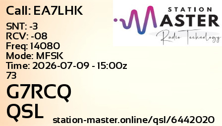 QSL Card for G7RCQ QSO with EA7LHK