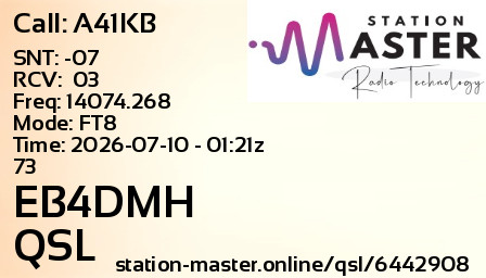 QSL Card for EB4DMH QSO with A41KB