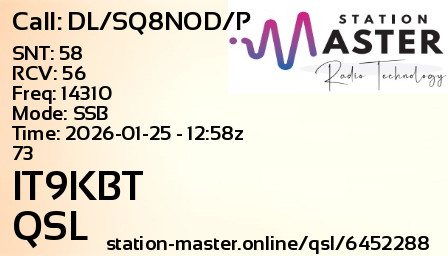 QSL Card for IT9KBT QSO with DL/SQ8NOD/P