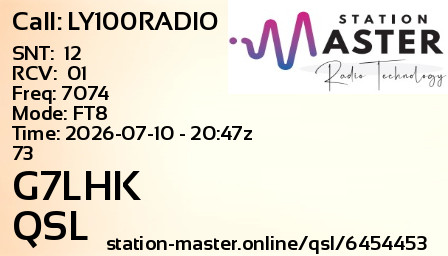QSL Card for G7LHK QSO with LY100RADIO