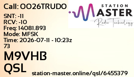 QSL Card for M9VHB QSO with OO26TRUDO
