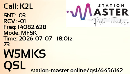 QSL Card for W5MKS QSO with K2L