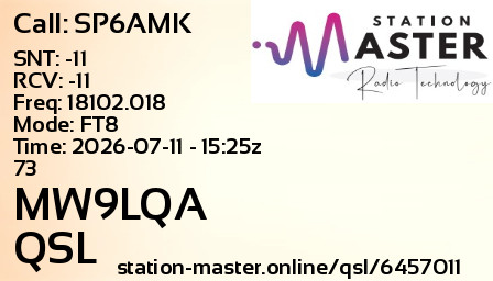 QSL Card for MW9LQA QSO with SP6AMK