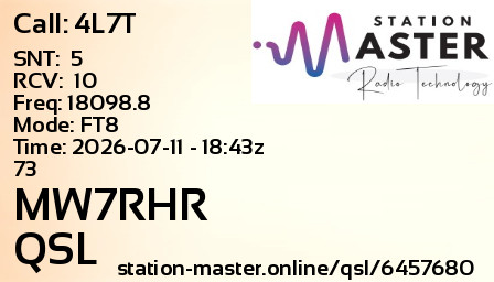 QSL Card for MW7RHR QSO with 4L7T