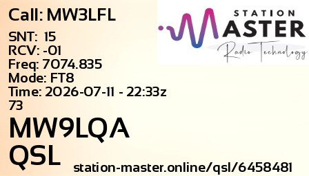 QSL Card for MW9LQA QSO with MW3LFL