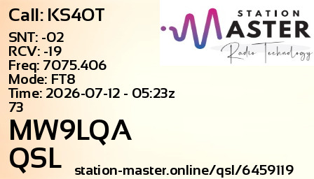 QSL Card for MW9LQA QSO with KS4OT