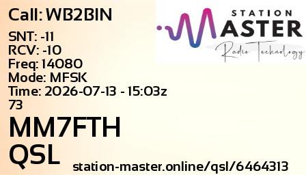 QSL Card for MM7FTH QSO with WB2BIN