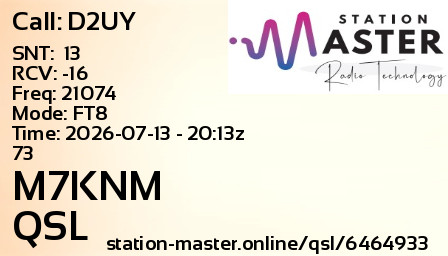 QSL Card for M7KNM QSO with D2UY