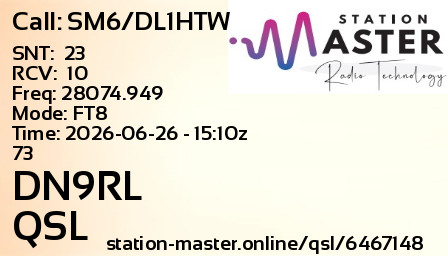 QSL Card for DN9RL QSO with SM6/DL1HTW