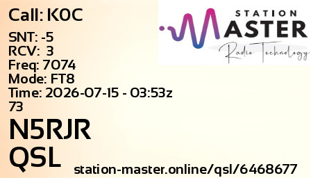 QSL Card for N5RJR QSO with K0C