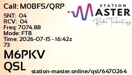 QSL Card for M6PKV QSO with M0BFS/QRP