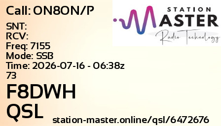 QSL Card for F8DWH QSO with ON8ON/P