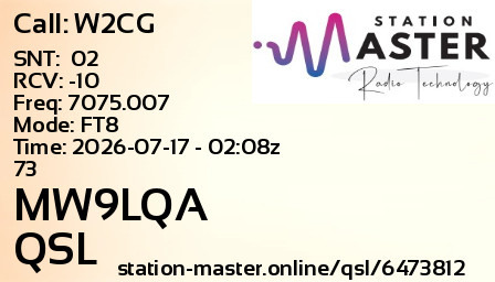 QSL Card for MW9LQA QSO with W2CG