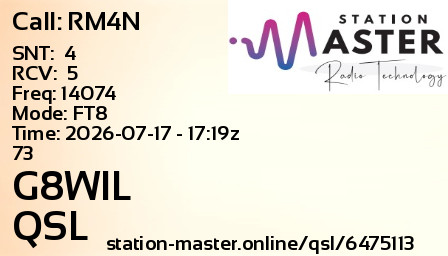 QSL Card for G8WIL QSO with RM4N