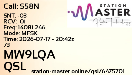QSL Card for MW9LQA QSO with S58N