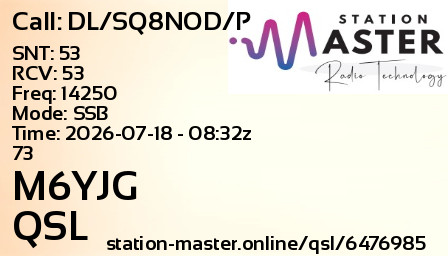 QSL Card for M6YJG QSO with DL/SQ8NOD/P