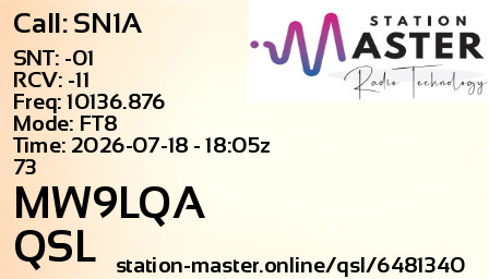 QSL Card for MW9LQA QSO with SN1A
