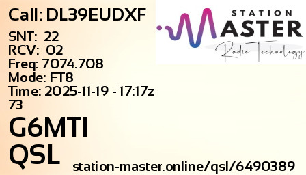 QSL Card for G6MTI QSO with DL39EUDXF