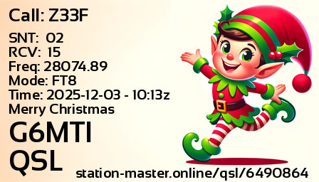 QSL Card for G6MTI QSO with Z33F