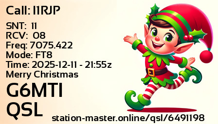 QSL Card for G6MTI QSO with I1RJP