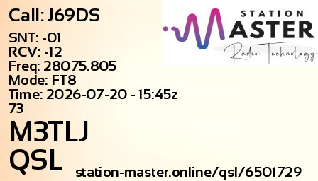 QSL Card for M3TLJ QSO with J69DS