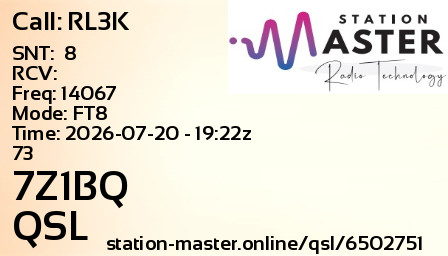 QSL Card for 7Z1BQ QSO with RL3K