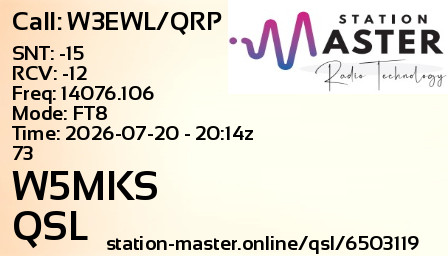 QSL Card for W5MKS QSO with W3EWL/QRP