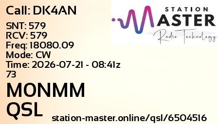 QSL Card for M0NMM QSO with DK4AN