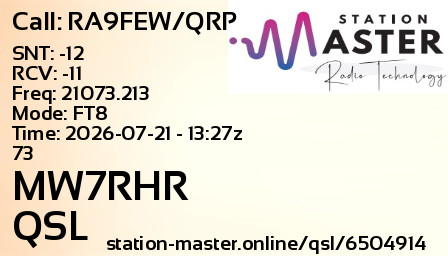 QSL Card for MW7RHR QSO with RA9FEW/QRP