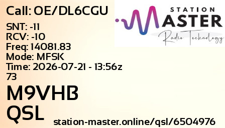 QSL Card for M9VHB QSO with OE/DL6CGU