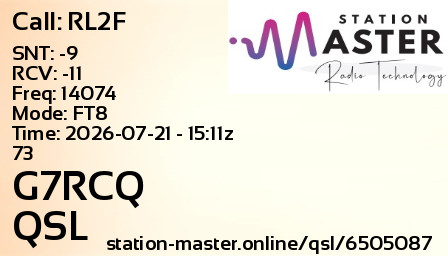 QSL Card for G7RCQ QSO with RL2F