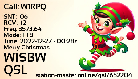QSL Card for W1SBW QSO with W1RPQ