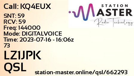 QSL Card for LZ1JPK QSO with KQ4EUX