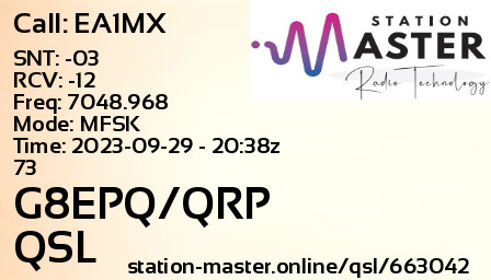 QSL Card for G8EPQ/QRP QSO with EA1MX